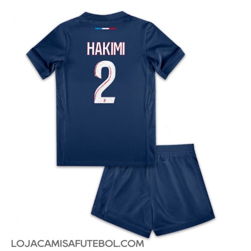 Camisa de Futebol Paris Saint-Germain Achraf Hakimi #2 Equipamento Principal Infantil 2024-25 Manga Curta (+ Calças curtas)